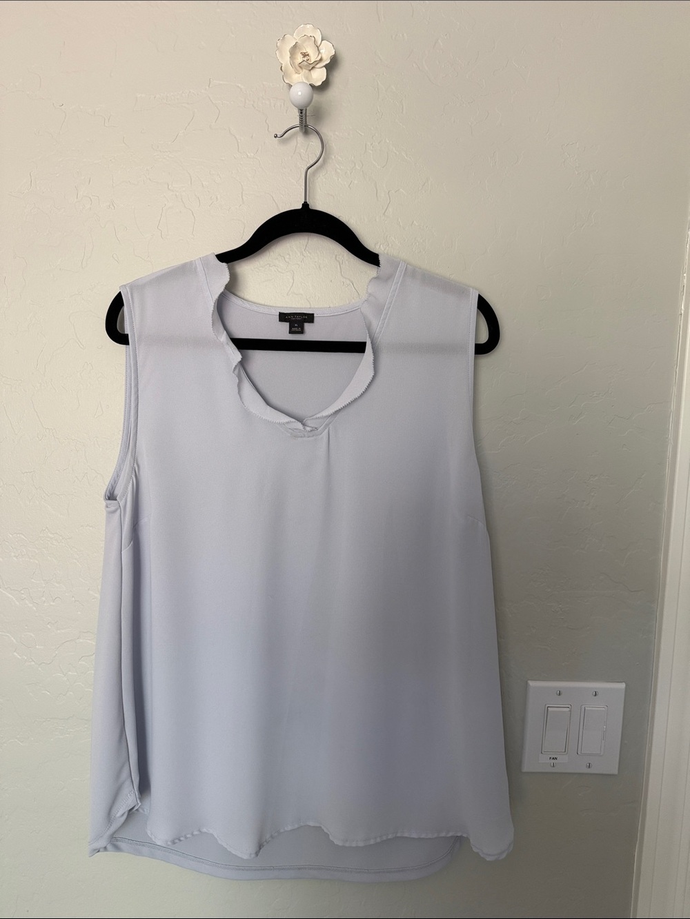 Ann Taylor Light blue Sleeveless Notch-Neck Tank